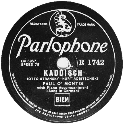Parlophone KADDISCH Paul O'Montis